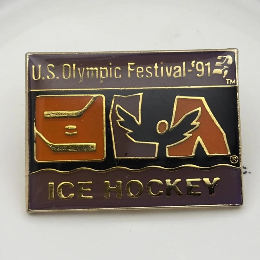 Vintage 1991 U.S. Olympic Festival Ice Hockey Sport‎ Event Lapel Hat Pin